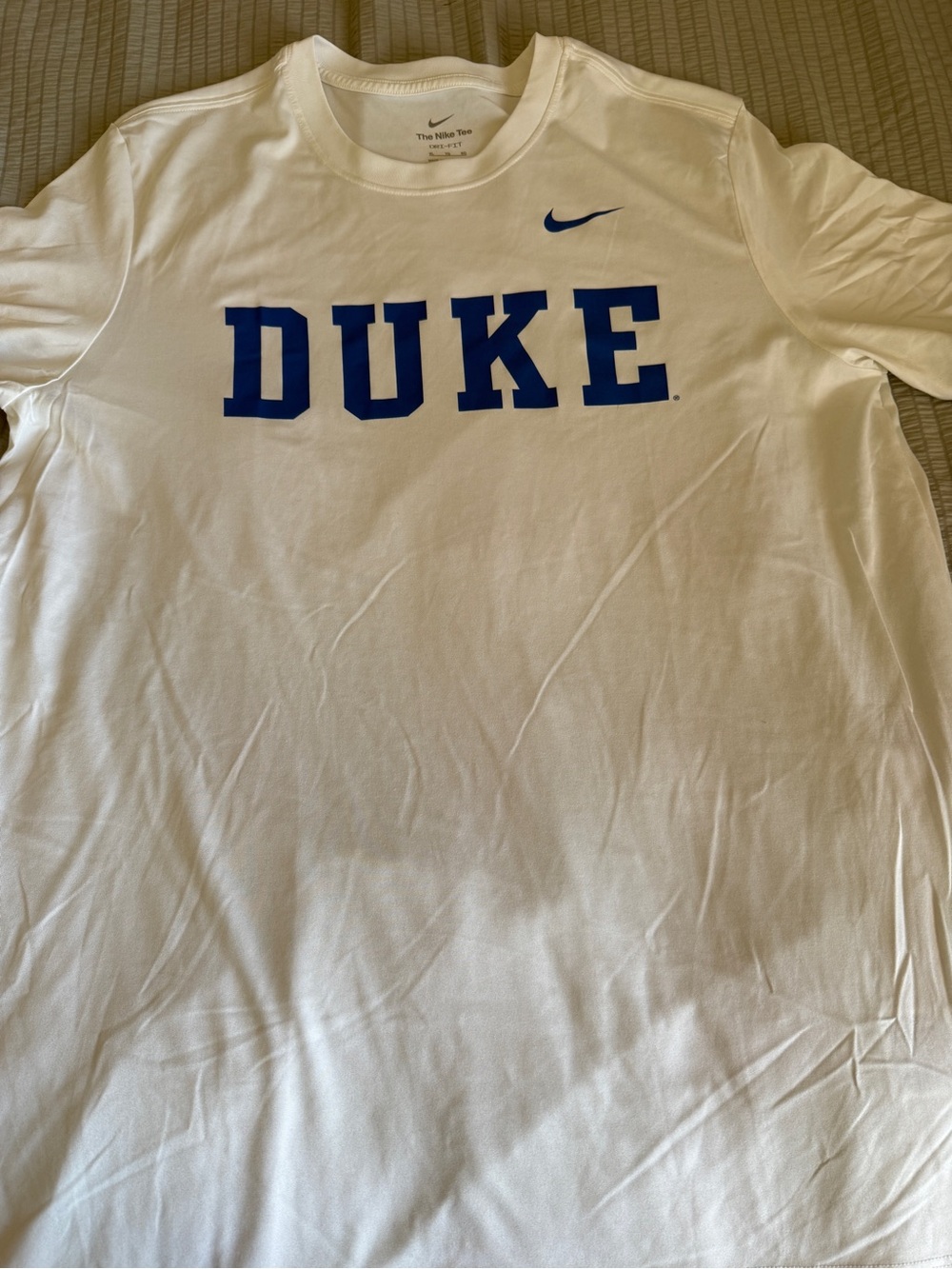 Nike White Dri-FIT Tee with Gray Swoosh